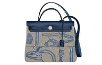 HERMES Herbag Zip Hunter Leather With Canvas Bag, Shoulder Bag, Crossbody Bag, Handbag Women's French Blue/Light Beige