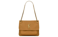 SAINT LAURENT Niki Grain Sheepskin One Shoulder Handbag Medium Size Women's Brown