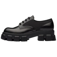 PRADA Monolith Brushed Leather And Nylon Lace Up 'Black'