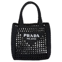 PRADA Raffia One Shoulder Handbag Women's Black