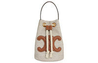 CELINE Fabric With Cow Leather Handbag Regular Women's Beige