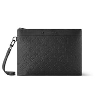 LOUIS VUITTON Leather Cow Leather Patchwork Trim Clutch Regular Men's Black