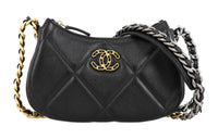 CHANEL 19Bag Sheepskin Pea Pod Shoulder Bag Crossbody Bag Mini Women's Black
