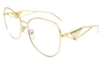 PRADA Metal Irregular Shape Eyeglass Frames Women's Gold