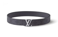 LOUIS VUITTON Smooth Leather, Palladium Leather Belts Men's Gray Width 4cm