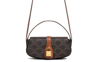 CELINE Triomphe Arc De Triomphe Fabric Baguette Bag Shoulder Bag Handbag Shoulder Bag Crossbody Bag Mini Women's Tawny