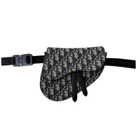 DIOR Saddle Jacquard Fabric Saddle Bag, Fanny Pack, Sling Bag, Crossbody Bag, Shoulder Bag Men's Black Beige