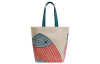HERMES H Canvas Cotton Canvas Bag Beach Bag Handbags Women's Blue/Red