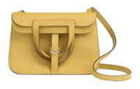 HERMES Halzan Clemence Bullock Leather Horse Shoe Bag Shoulder Bag Crossbody Bag Women's Sunshine Gold & Yellow