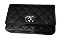 CHANEL WOC Embossed Calfskin With Grains Shoulder Bag Crossbody Bag Wallet Women's Black