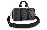 LOUIS VUITTON Keepall Coated Canvas With Leather Trim Handbag Shoulder Bag Crossbody Bag Regular Men's Black/Gray