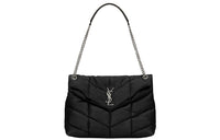 SAINT LAURENT LOULOUPUFFER Sheepskin Cloud Bag Pillow Bag Crossbody Bag Shoulder Bag Women's Black