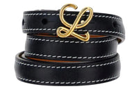 LOEWE Cow Leather Belts Women's Black Width 1.5cm