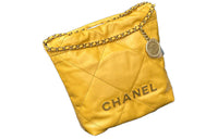CHANEL 22Bag Bright Calfskin Bucket Bags Crossbody Bag, Shoulder Bag Women's Bright Yellow