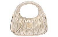 MIU MIU Wander Series Soft Sheep Leather Crescent Bag Shoulder Bag Crossbody Bag Handbag Small Size Women's Pyrite