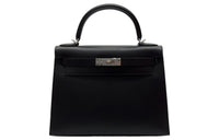 HERMES Kelly Epsom Leather Kelly Bag Handbag Women's Noir Black