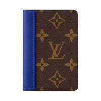 LOUIS VUITTON Leather Card Holder Women's Dark Blue & Brown