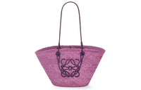 LOEWE Anagram Iraci Palm With Calfskin Handbag, Shoulder Bag Women's Purple