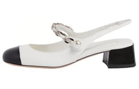 MIU MIU Qixi Festival Collection Chunky Heel High Heels 3.5cm Women's White Black