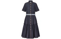DIOR FW22 Short Sleeved Dress Women's Navy Blue