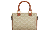 CELINE Cow Leather Boston Bag, Shoulder Bag, Crossbody Bag, Handbag Trumpets Women's Greige