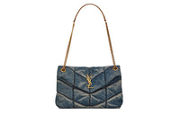 SAINT LAURENT LOULOUPUFFER Denim Cloud Bag, Pillow Bag, Shoulder Bag, Crossbody Bag Trumpets Women's Denim Blue