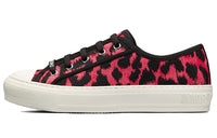 DIOR Walk'n'Dior Low Top Stylish Skateboarding Shoes Women's Black Pink Leopard Print