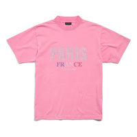 (WMNS) Balenciaga Paris Strass T-shirt Small Fit 'Pink Faded' 809122TRVL59568