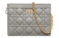DIOR Caro Soft Cow Leather Clutch, Shoulder Bag, Crossbody Bag Women's Gray