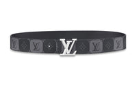 LOUIS VUITTON Double Sided Stud Buckle Cow Leather Belts Men's Gray Width 4cm
