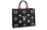 LOUIS VUITTON ONTHEGO Cow Leather Jungle Bag Tote Bag Shopping Bag Shoulder Bag Handbag Medium Size Women's Black