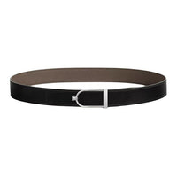 HERMES Leather Belts Men's Black Width 3.2cm