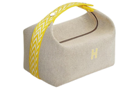 HERMES Bride-a-Brac Fabric Surface Toiletry Bag Large Size Unisex Lemon