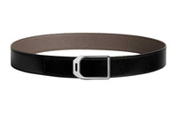 HERMES Calfskin Leather Belts Men's Black/Tin Gray Width: 3.8CM