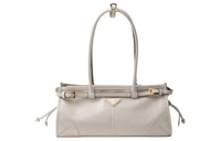 PRADA Leather One Shoulder Handbags Medium Size Women's White