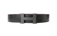 HERMES Cow Leather Leather Belts Unisex Black/Gray 3.8cm Wide