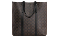 CELINE Cabas Cow Leather Binding Tote Bag Shopping Bag Handbag Men's Black