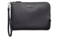 PRADA Leather Clutch Small Size Men's Black