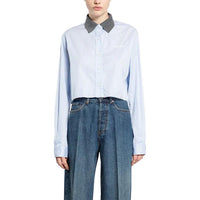 MIU MIU Logo Embroidered Striped Shirt