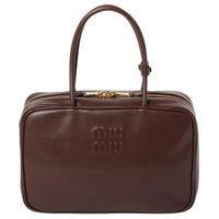 MIU MIU Beau Calfskin Bowling Bag Shoulder Bag Handbag Large Size Women's Briarwood