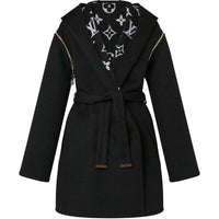 LOUIS VUITTON Reversible Zipper Sleeve Hooded Wrap Coat