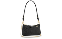 LOUIS VUITTON Easy Pouch On Strap Monogram Embossed Cow Leather Portable Crossbody Bag Shoulder Bag Women's Black
