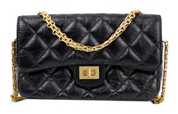 CHANEL 2.55WOC Calfskin Cell Phone Pouch, Shoulder Bag, Crossbody Bag Women's Black