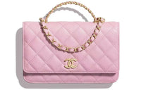 CHANEL WOC Grain Embossed Calfskin Chain Bag Handbag Regular Women's Pink