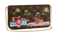 LOUIS VUITTON Pochette Felicie With Removable Zipped Pocket And 8 Slot Flat Pocket Monogram Vivienne Fuchsia Pink