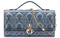 DIOR Sheepskin Shoulder Bag Crossbody Bag Mini Women's Light Midnight Blue