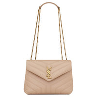 SAINT LAURENT Quilted Leather Crossbody Bag Trumpets Women's Dark Beige