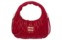 MIU MIU Sheepskin Hobo Shoulder Bag Women's Red