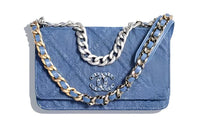 CHANEL 19BagWOC Denim Denim Chain Bag Shoulder Bag Crossbody Bag Wallet Women's Light Blue