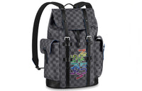 LOUIS VUITTON CHRISTOPHER Cow Leather Backpack Small Size Men's Black/Gray